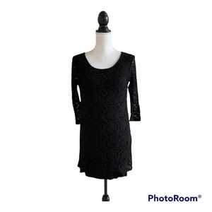 Black Lacey Mini Dress Fukl Sleeve